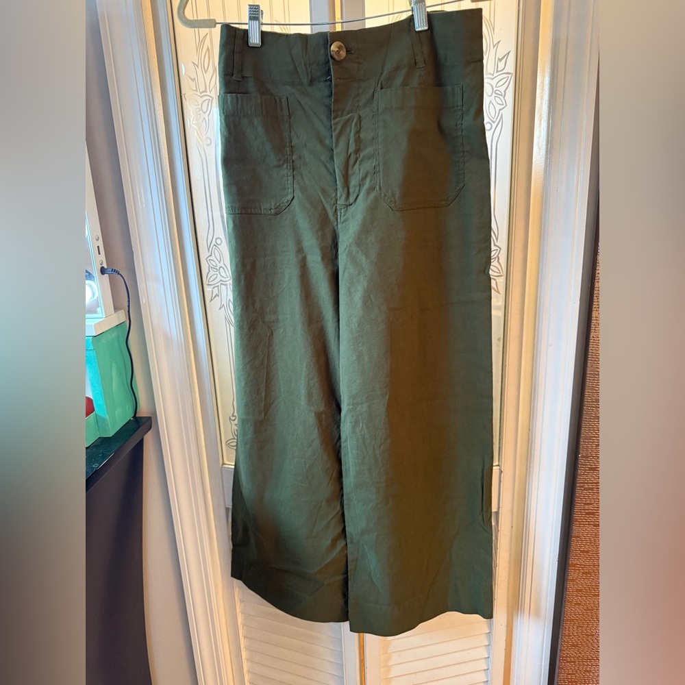 Anthropologie Wide Leg Pants in Olive Green